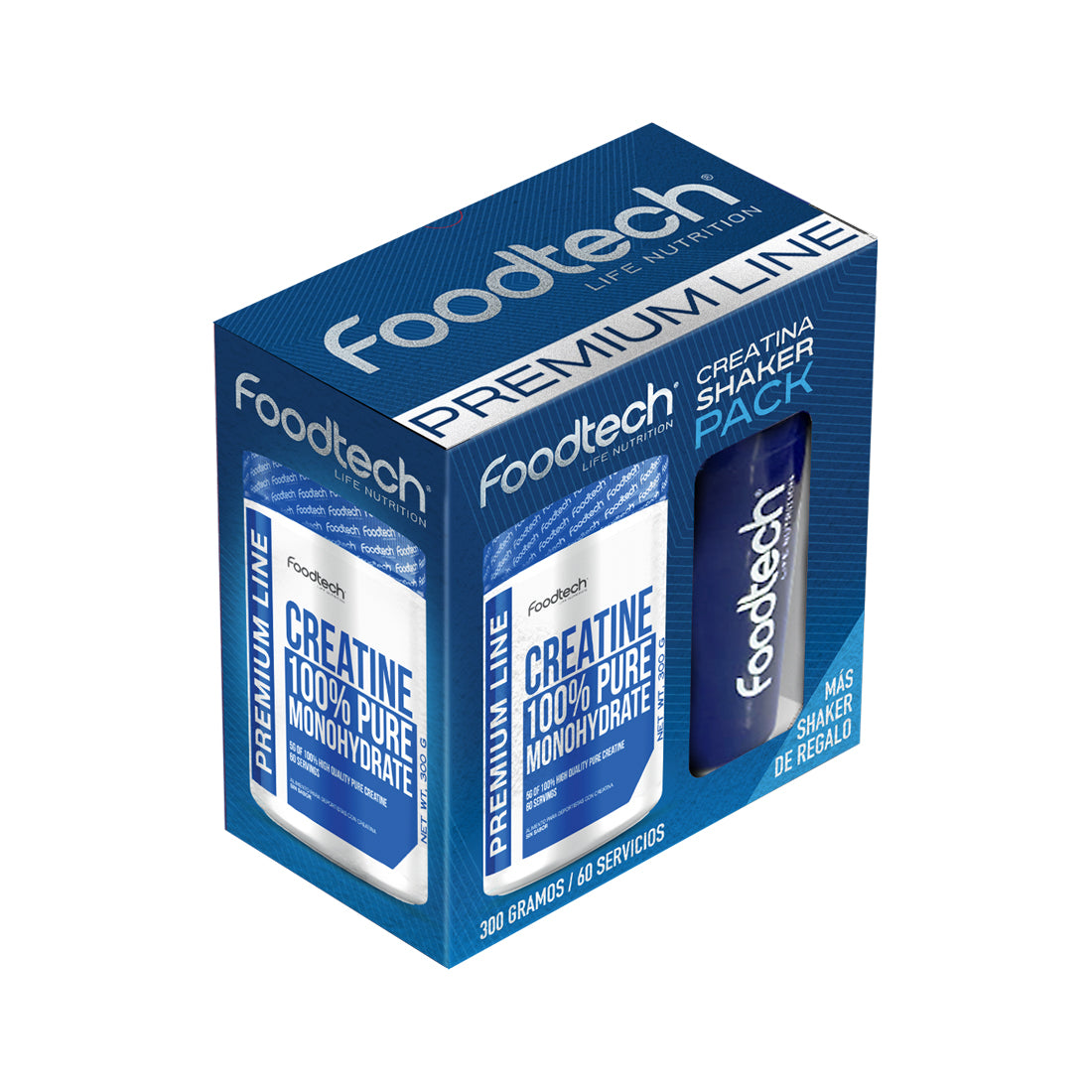 Pack Creatina 300gr + Shaker Blue White - Foodtech