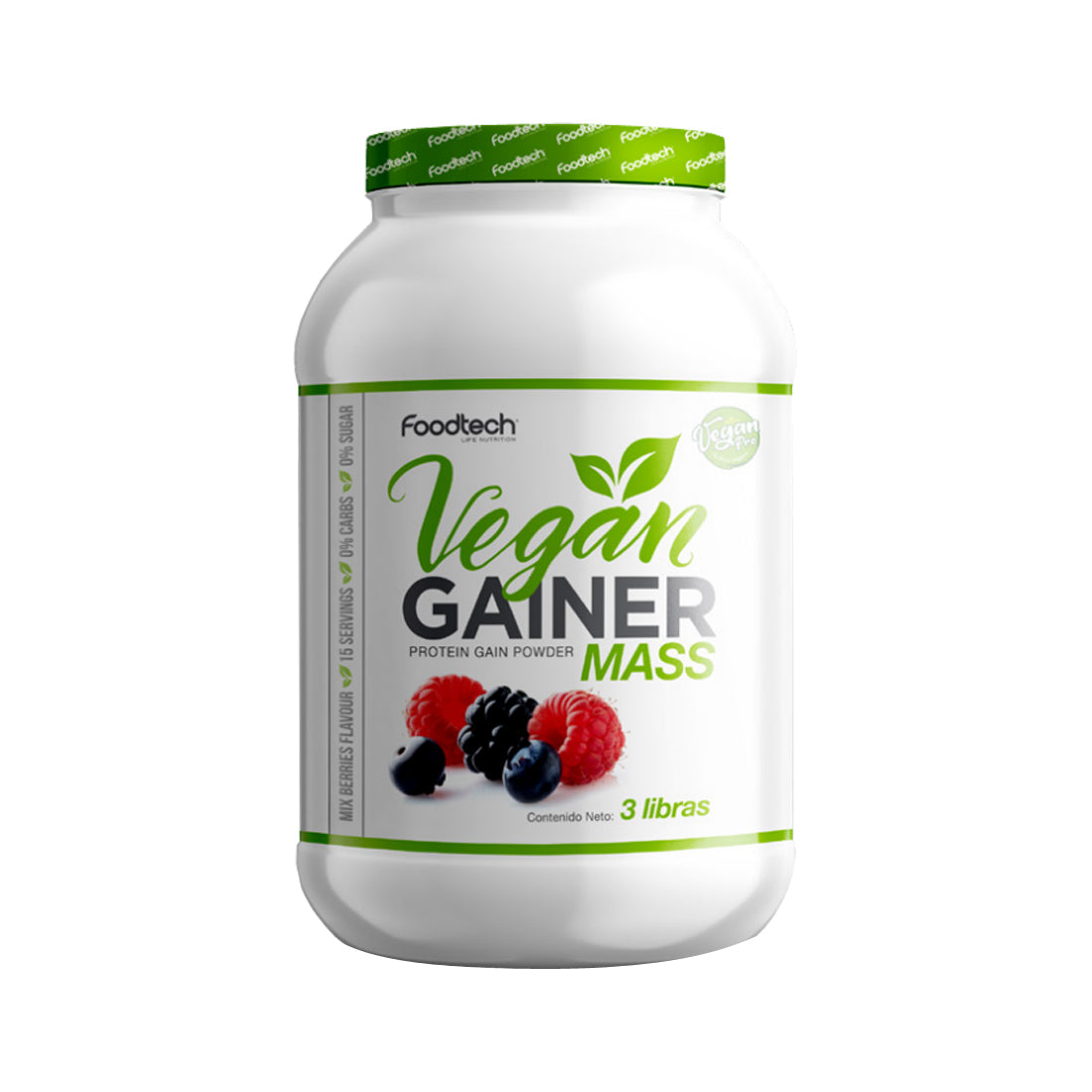 Vegan Gainer Mass 3 lbs Mix Berries - Foodtech