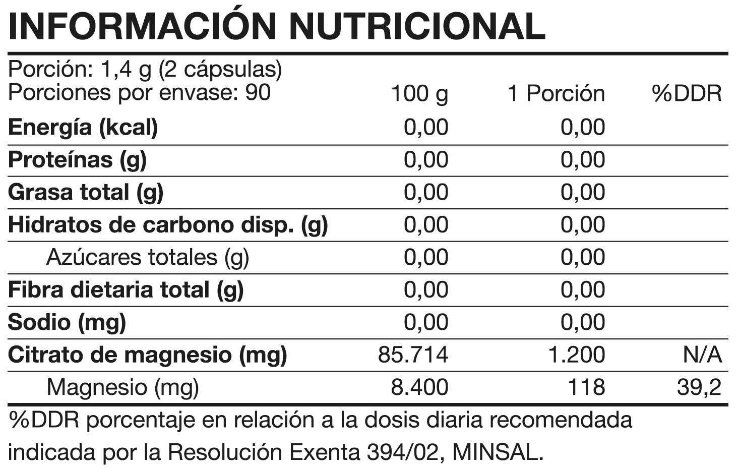Citrato de Magnesio 180 caps - Foodtech
