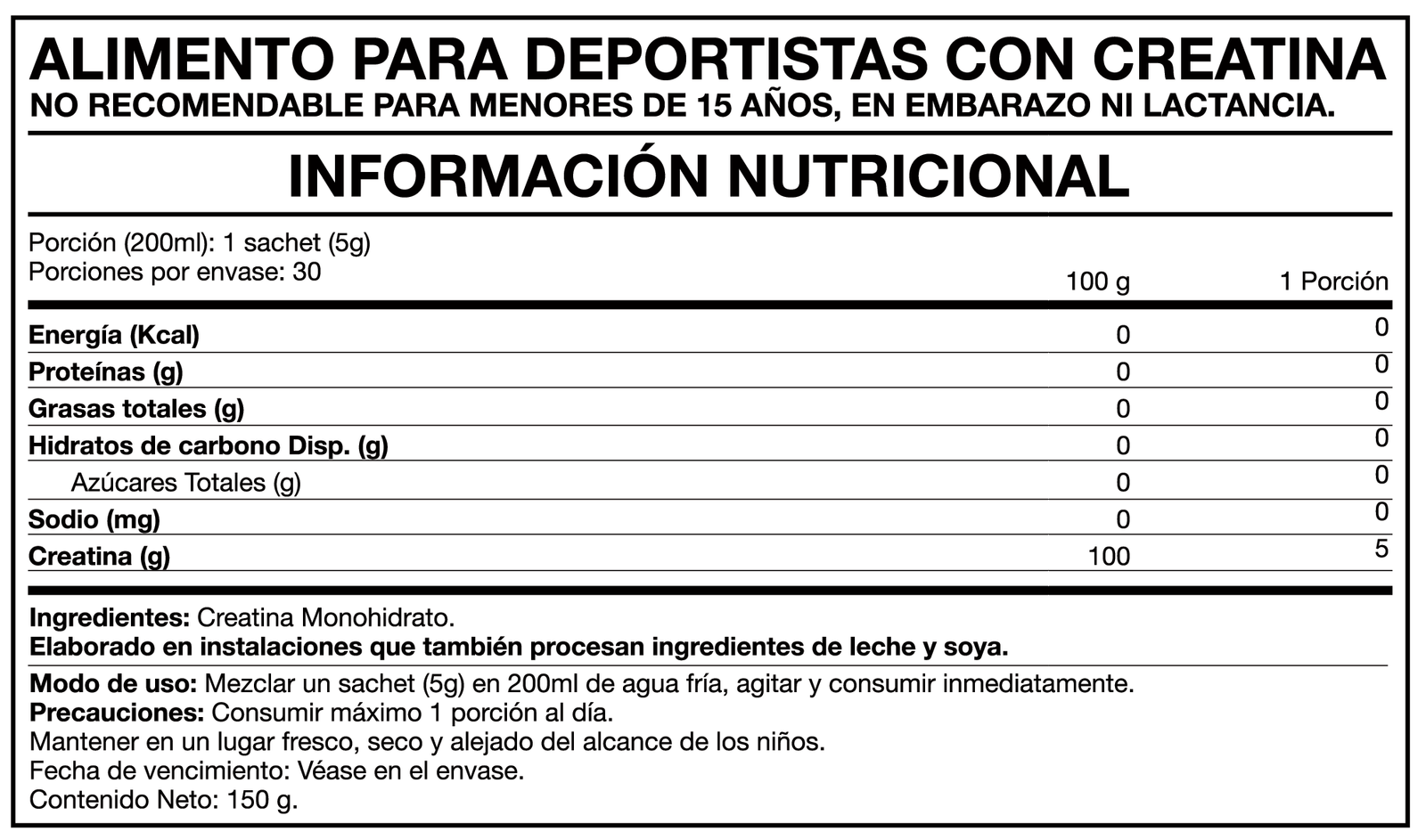 Creatine 100% Sachet individual - Foodtech