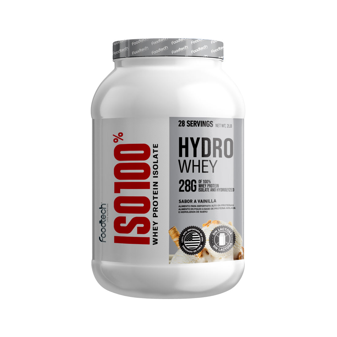 ISO100% Hydro Whey 2 lb Vainilla Foodtech envase
