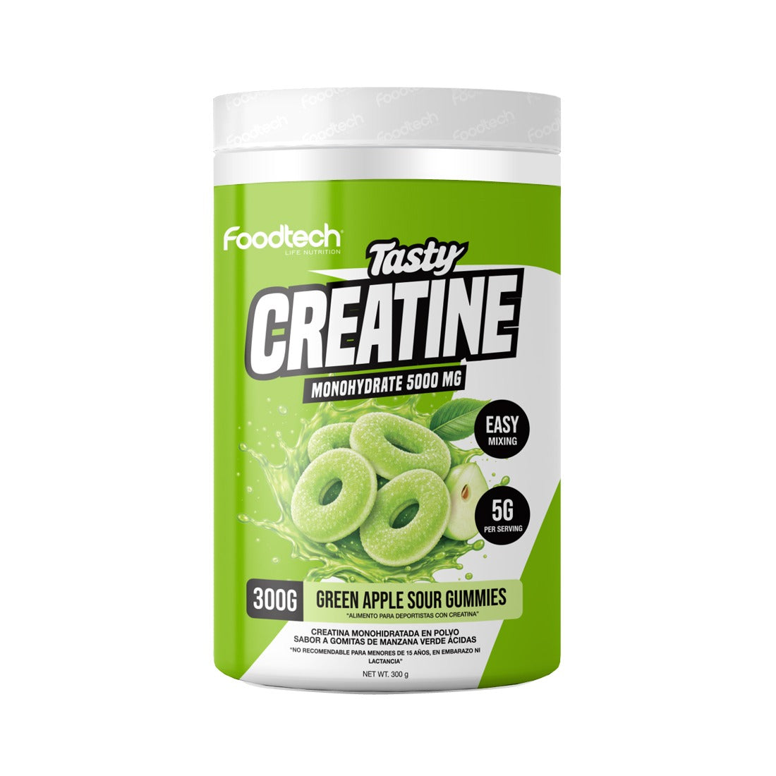 Tasty Creatine Monohydrate 300gr Green Apple - Foodtech