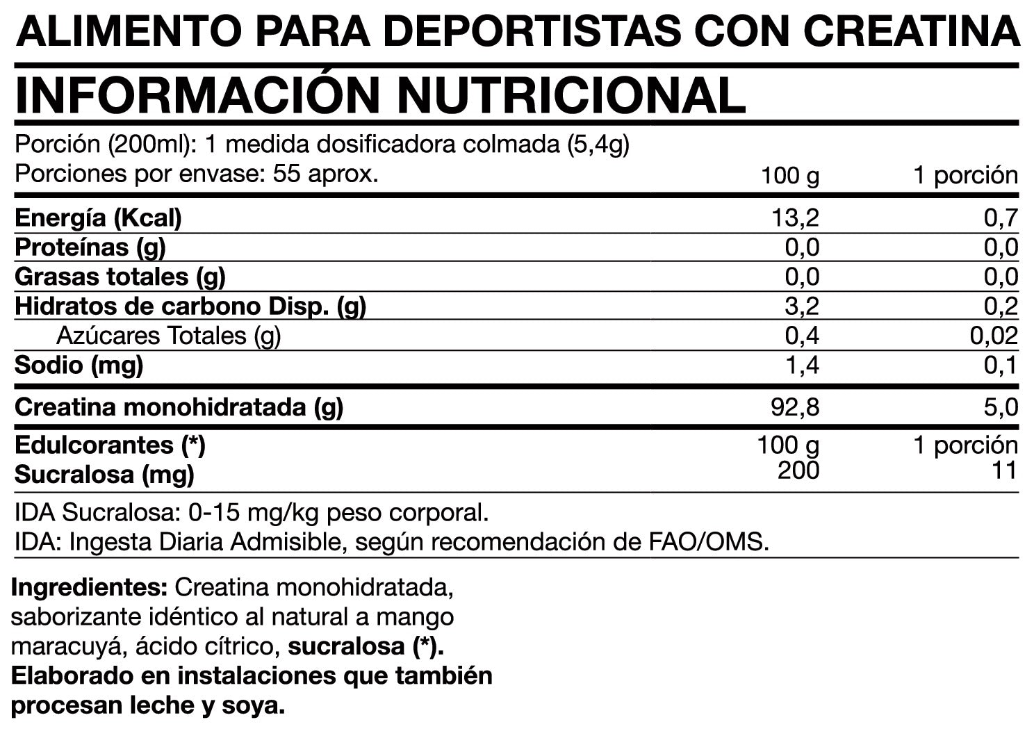 Tasty Creatine Monohydrate 300gr Mango Passion - Foodtech