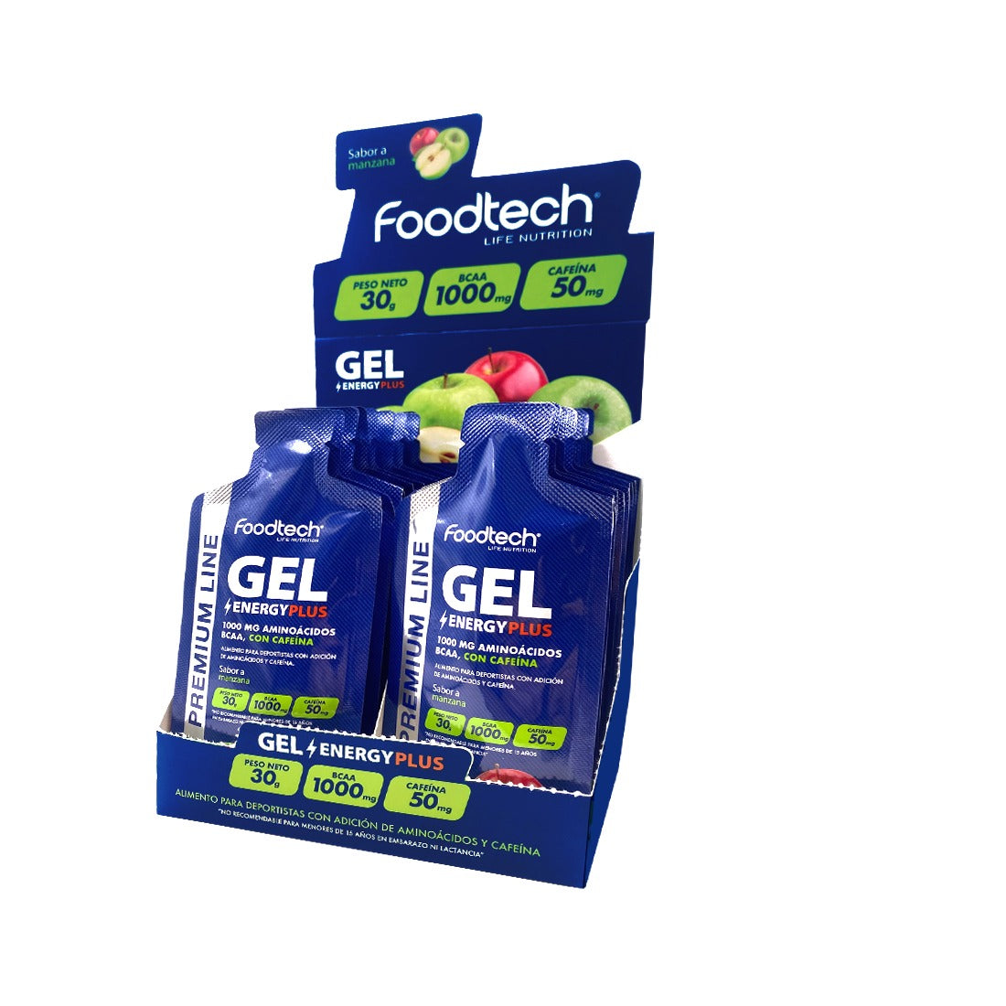 Caja Gel Energy Plus 20 Unid Manzana - Foodtech
