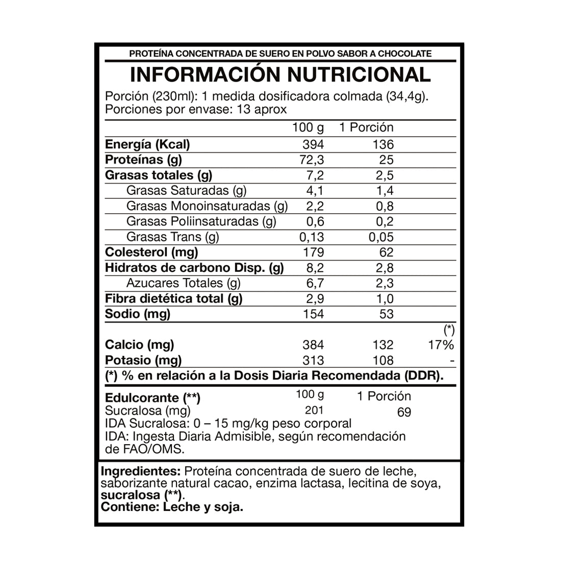 100% Whey Protein Premium Line 1lbs Chocolate - Foodtech
