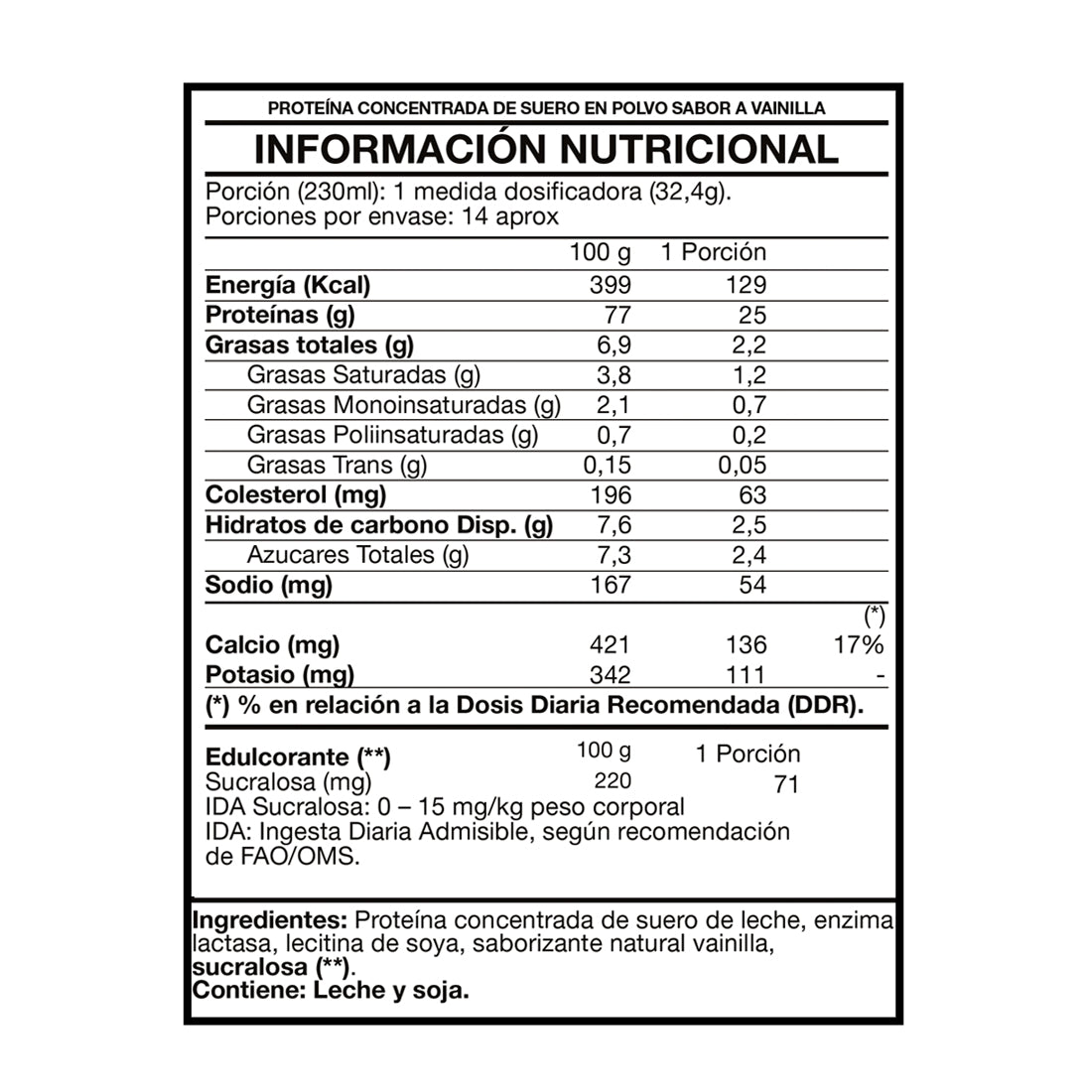 100% Whey Protein Premium Line 1lbs Vainilla - Foodtech