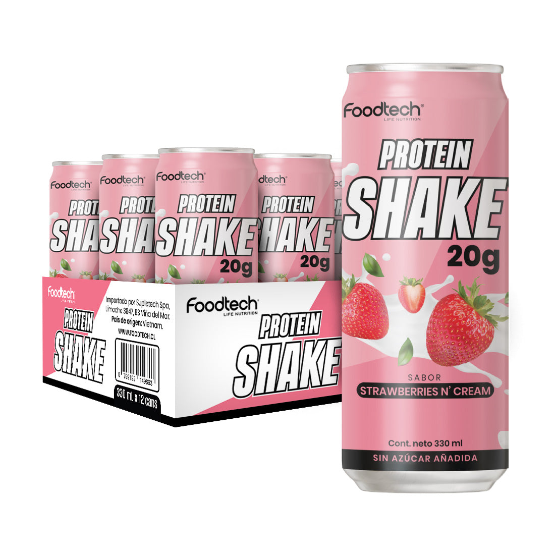 Caja Protein Shake 12Unid Strawberry- Foodtech