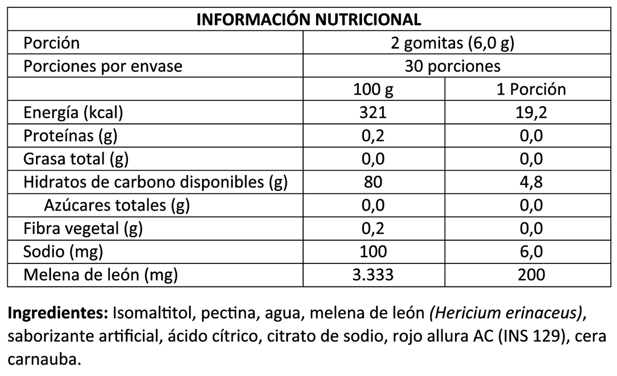 Melena de León Gummies 60 Unid - Foodtech