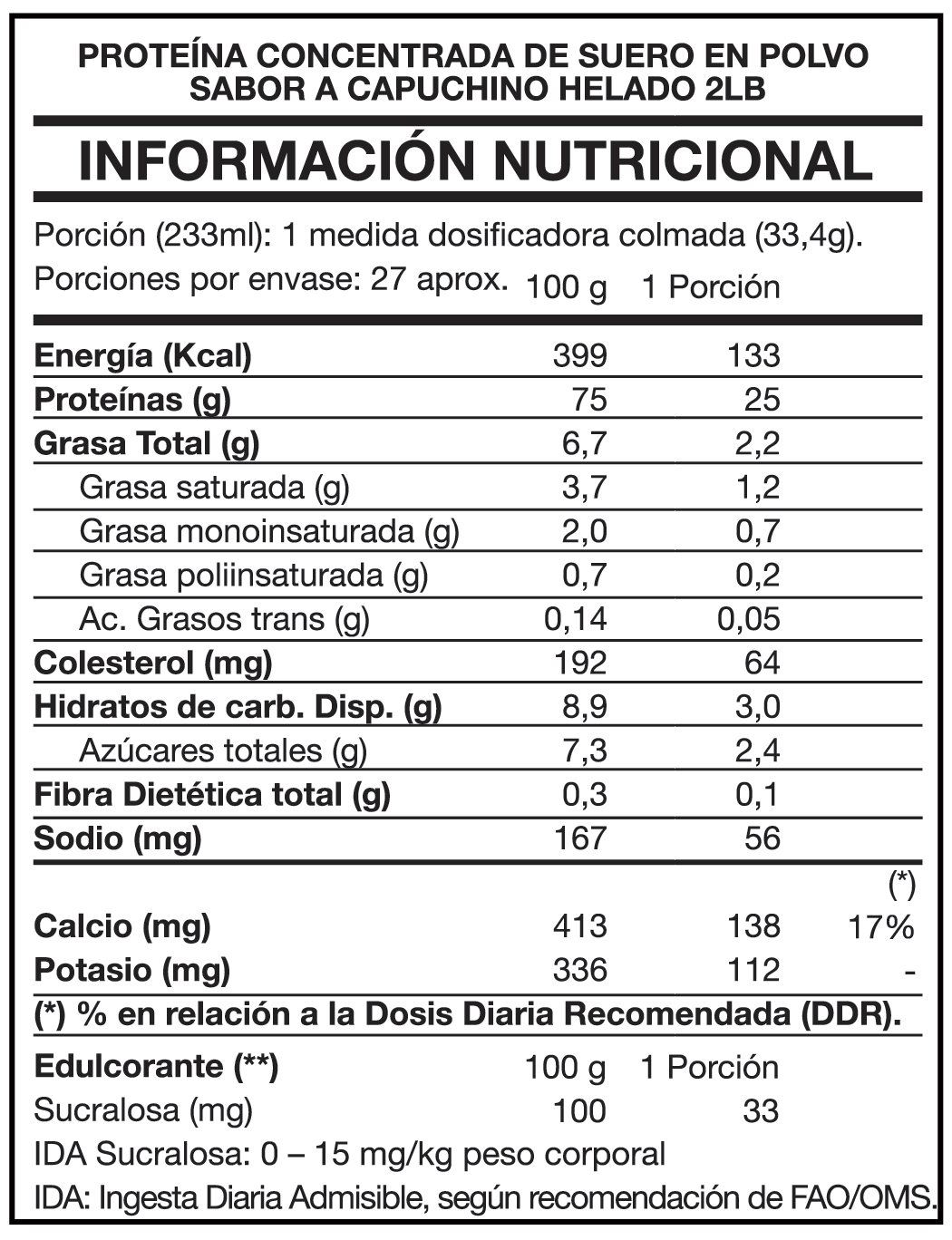 Tasty Protein 100% Whey 2lbs Capuccino - Foodtech