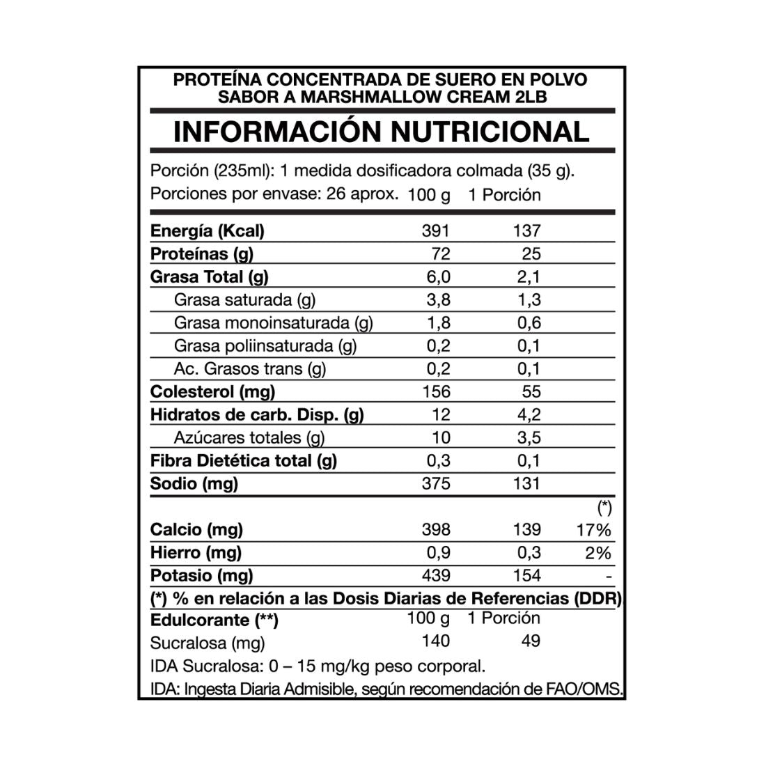 Tasty Protein 100% Whey 2lbs Mashmallow Cream - Foodtech