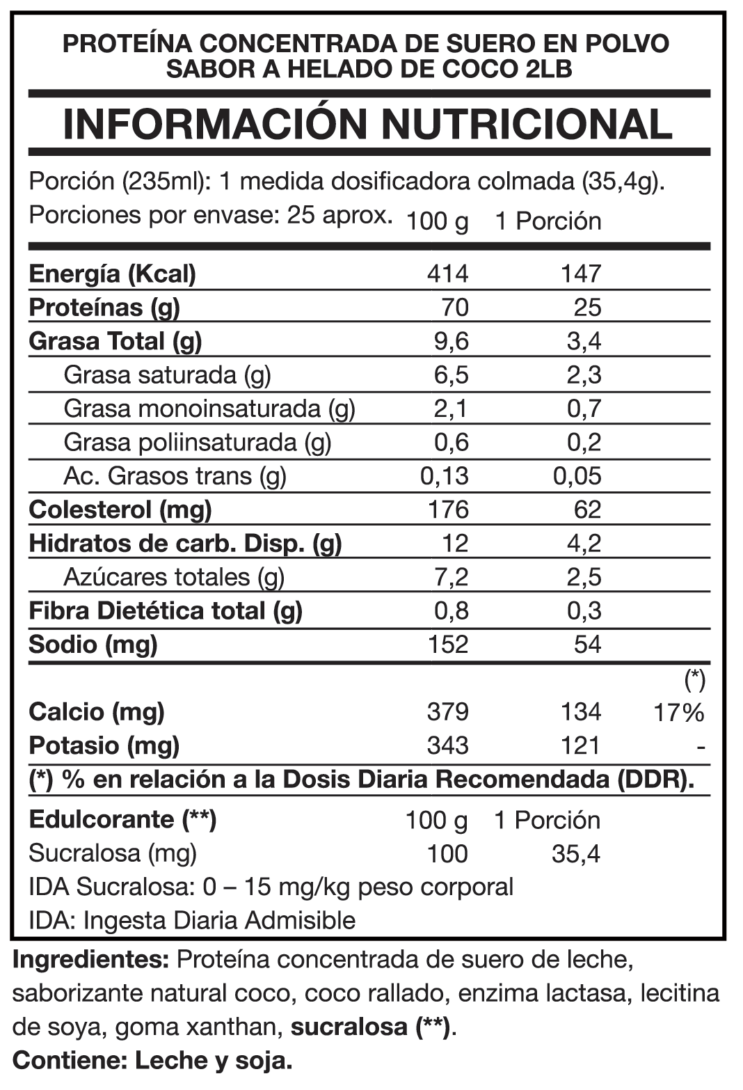 Tasty Protein 100% Whey 2lbs Coconut ice cream - Foodtech