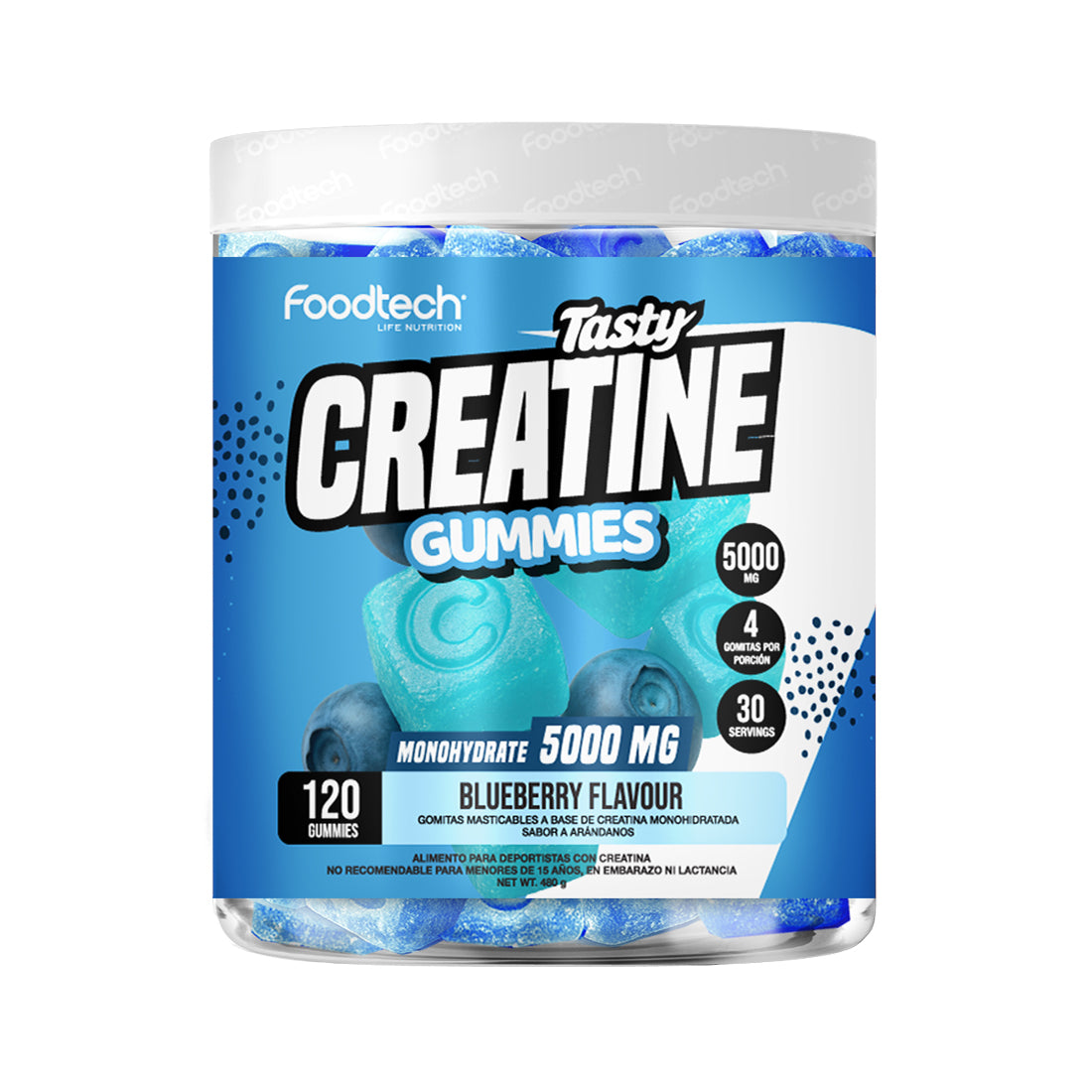 Tasty Creatine Gummies 120 Unid Blueberry - Foodtech