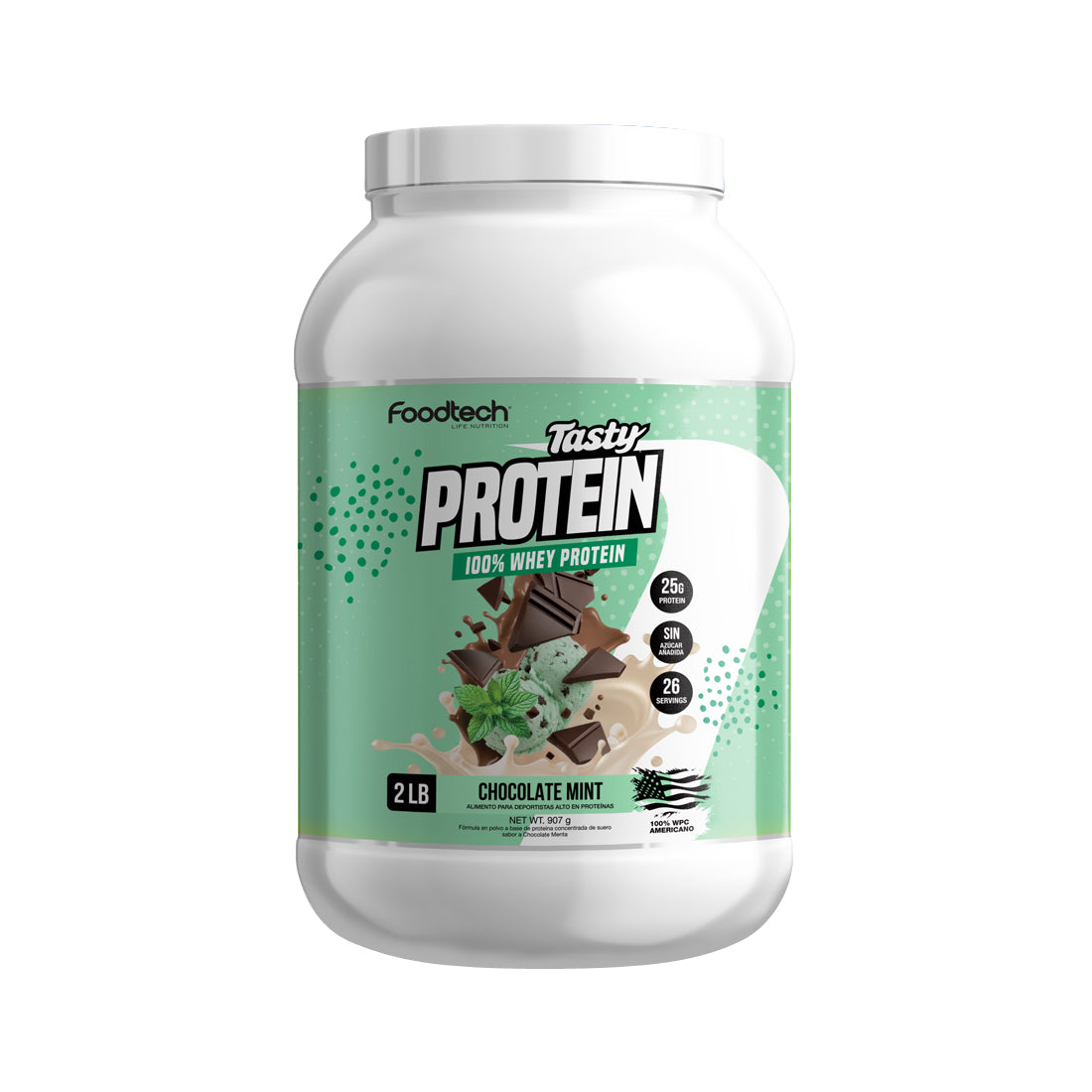 Protein Foodtech Tasty Protein 100% Whey 2lbs Chocolate Mint - Foodtech