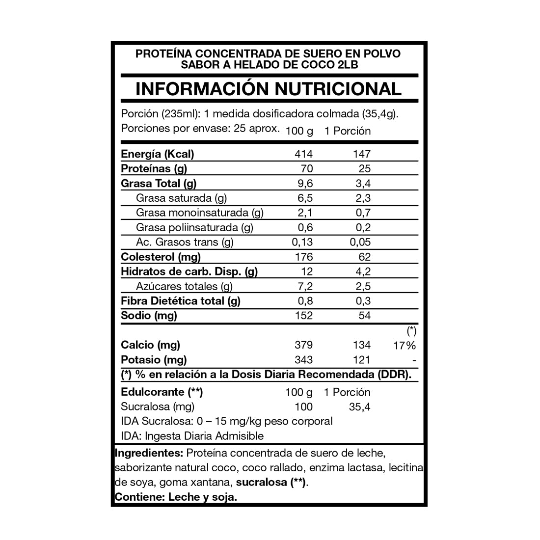 Tasty Protein 100% Whey 2lbs Coconut ice cream - Foodtech