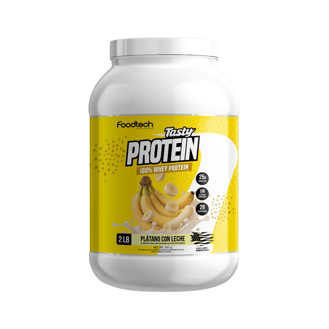 Tasty Protein 100% Whey 2lbs Platano con leche - Foodtech