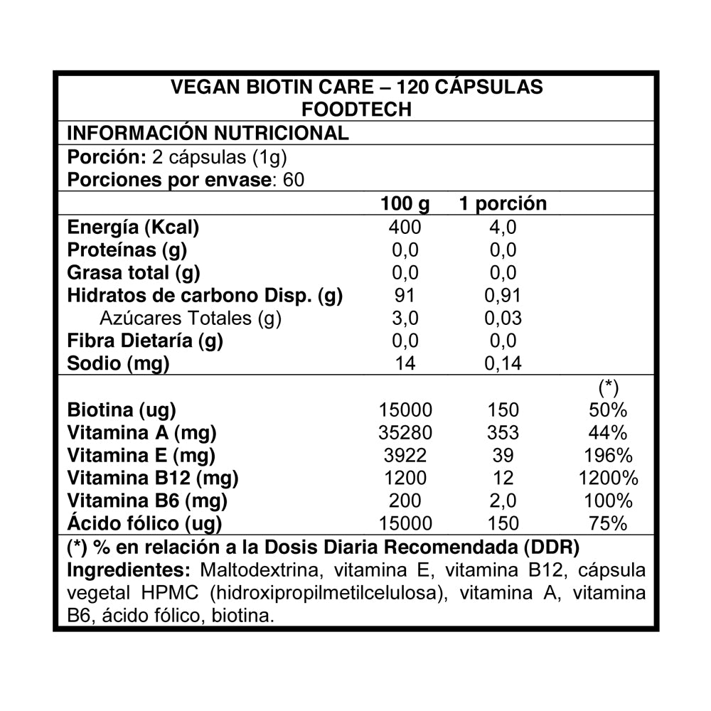 Vegan Biotin Care 120 Caps - Foodtech