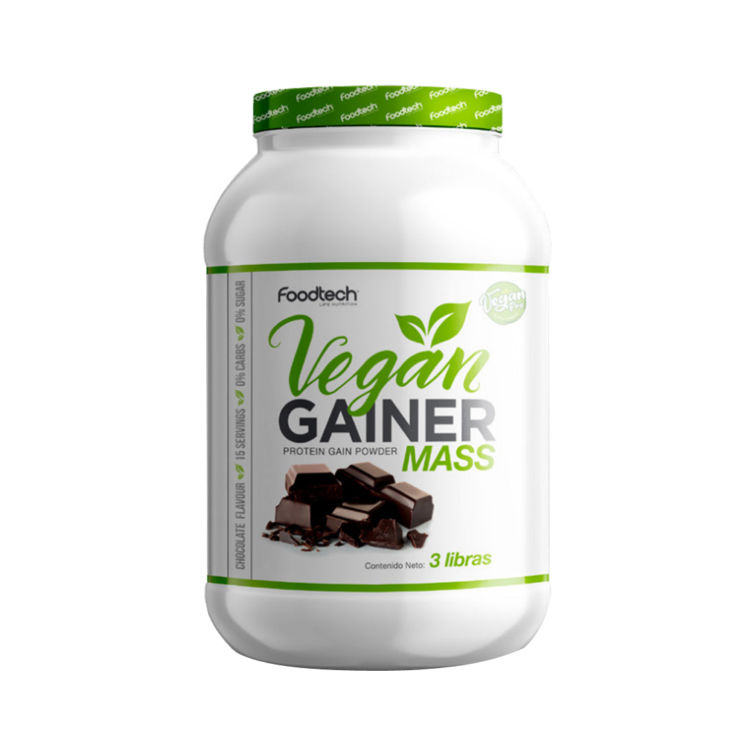 Vegan Gainer Mass 3 lbs Chocolate - Foodtech