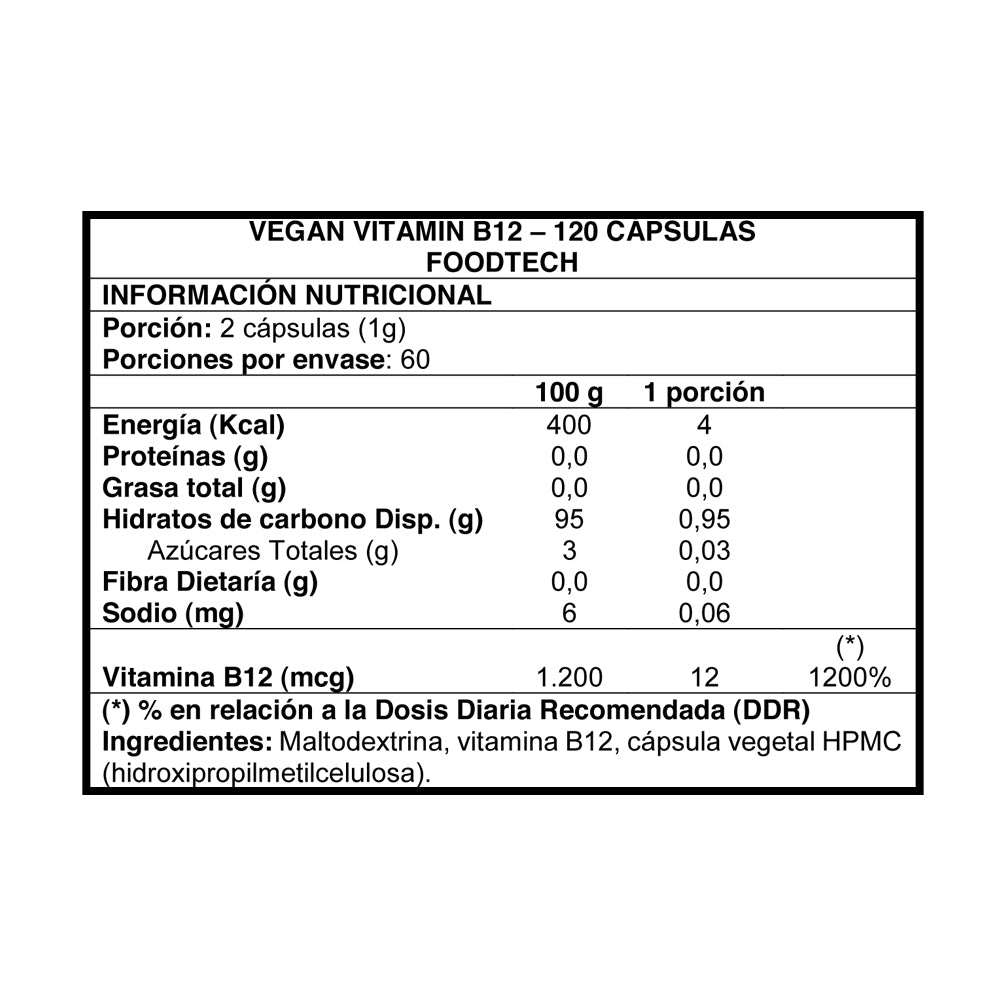 Vegan Vitamin B12 120 caps - Foodtech