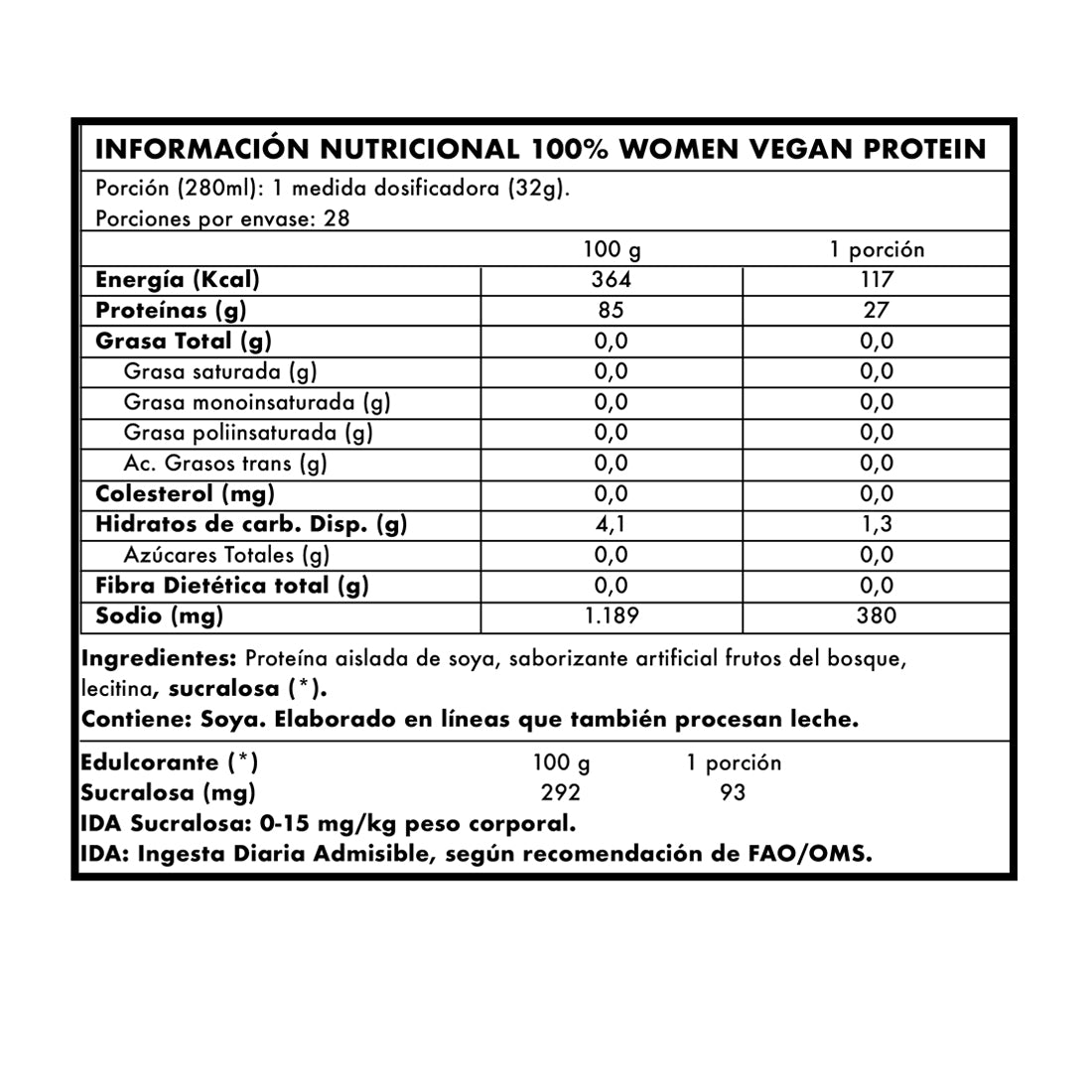 100 % Women Vegan Protein 2lbs Frutos del bosque - Foodtech